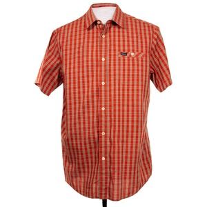 RVCA Mens‎ L Multicolor Red Plaid SS Button Front Shirt
